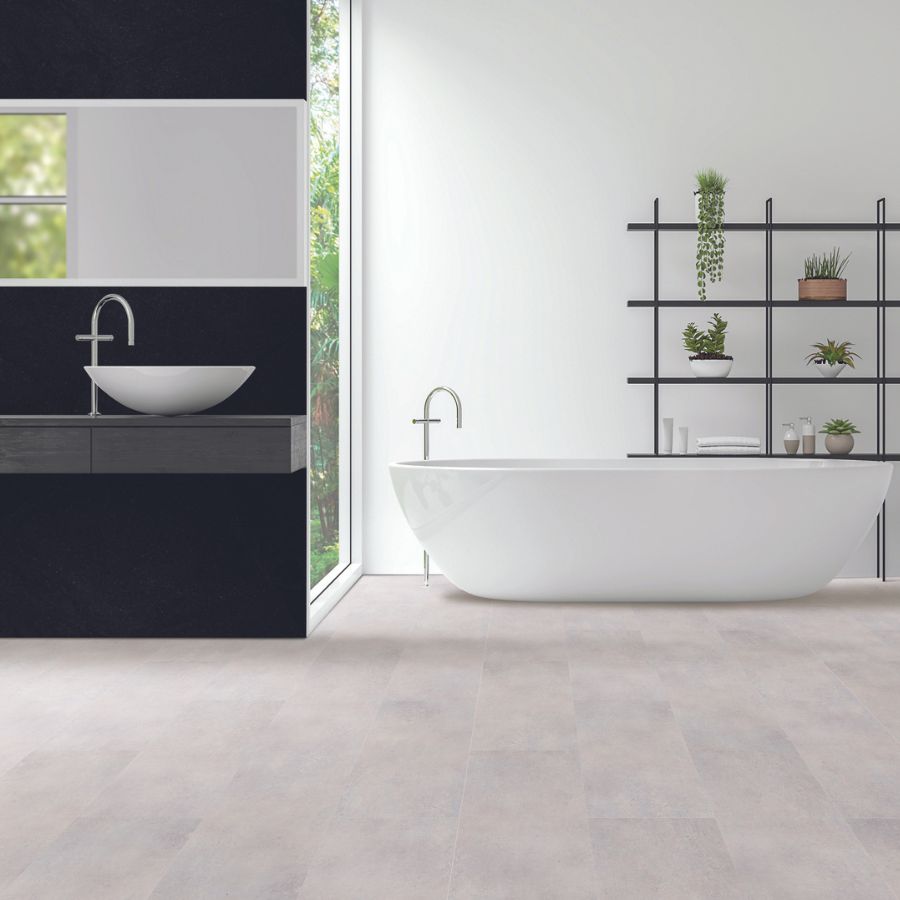 Luxury vinyl flooring in bathroom